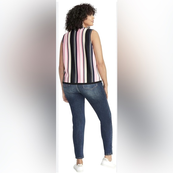 RACHEL ROY Taryn Tank Top Sweater Striped Knit Shell Blouse Shirt Pink Black - Picture 5 of 11